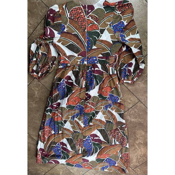 Farm Rio Anthropologie V-Neck Maxi Dress Tropical Leaf Print Womens Size 12 - Picture 6 of 8